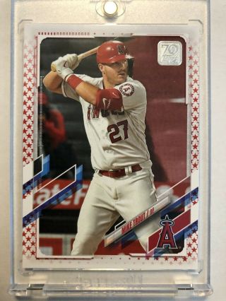 2021 Topps Series 1 Mike Trout 27 Independence Day Parallel 06/76 Rare Angels