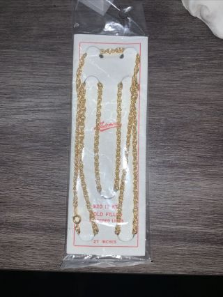 12k Gold Filled Chain 27” Thick Rope Chain Old Stock,  Gf Rare Heavy Vtg