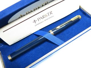Rare Parker 75 Midnight Blue Color Fountain Pen W/original Velvet Box