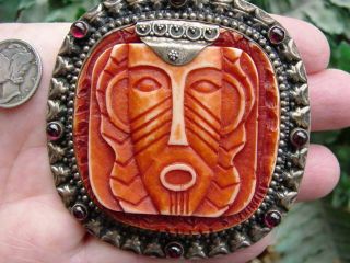 Rare Large Vintage Sterling Silver - Mexico Southwest - Tribal Face Mask Pin