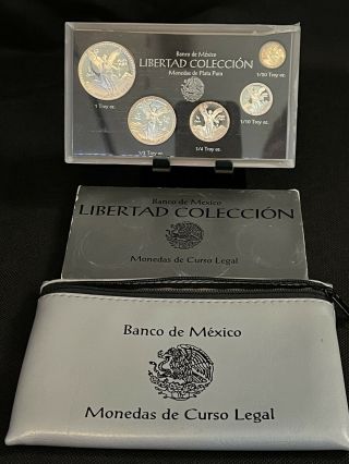1992 Mexico Libertad.  999 Silver Proof Set With Pouch Rare