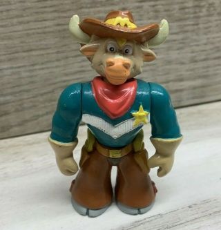 Rare Wild West Cow - Boys Of Moo Mesa Marshal Moo Montana Vtg Toy 3in Figure