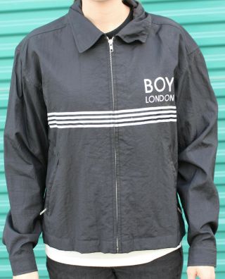 Rare Vintage Boy London Collared Track Suit Thin Jacket Black White 90s Men 