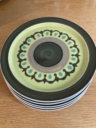 Rare Electra Casual Ceram Ondine Stoneware 10.  5 Dinner Plates Set Of 5 Japan