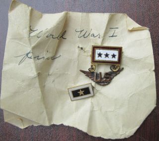 Rare Wwi Army Air Corp 3 Sons In Air Service,  One Killed With Gold Star Pin