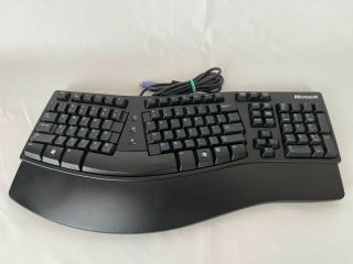 Microsoft Natural Keyboard Elite Ku - 0045 Black Ergonomic Rare Ps/2 [tested]