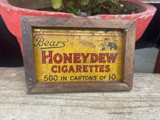 Vintage Old Rare Hand Crafted Bears Honeydrew Cigarettes Tin Sign Board