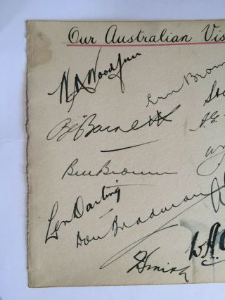 1934 RARE Signed by 12 Australia Team Album page Bradman Woodfull Bromley McCabe 2