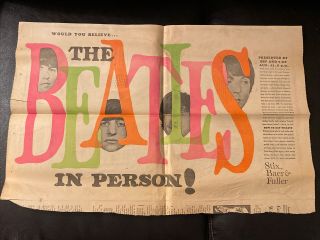 1966 The Beatles Concert Newspaper Ad.  St.  Louis Post.  May 22,  1966 Rare