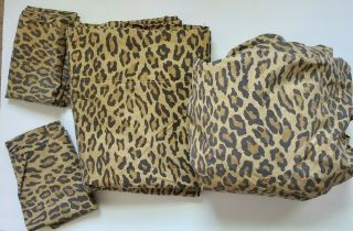 Rare Ralph Lauren Aragon Leopard 4 Pc Queen Sheet Set Guinevere Galahad Medievel