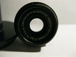 Emil Busch A - G.  Rathenow Very Rare Glyptar - Anastigmat 3.  5cm f:3.  5 German Lens 2