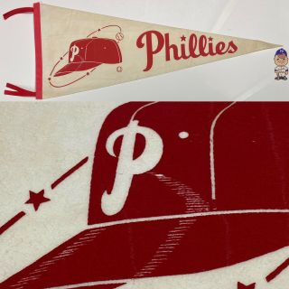 Rare 1960’s Philadelphia Fightin Phillies 11.  5x30 Vintage Pennant Mlb Baseball