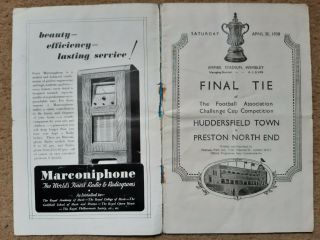 1938 FA CUP FINAL: HUDDERSFIELD v PRESTON: WEMBLEY STADIUM: RARE VINTAGE ITEM 2