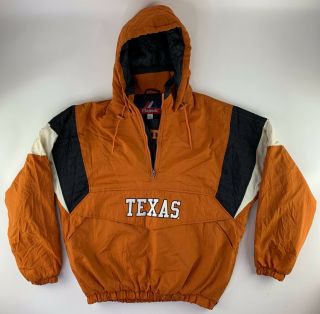 Rare Vintage Majestic Texas Longhorns 1/4 Zip Pullover Jacket Football Men 