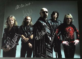 Signed Judas Priest Rob Halford Kk Downing Glenn Tipton Ian Hill Photo Rare