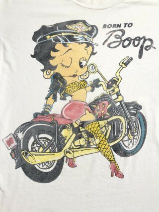 Vintage 90s Betty Boop Sz L T - Shirt Motorcycle Single Stitch Tee 1994 Very Rare
