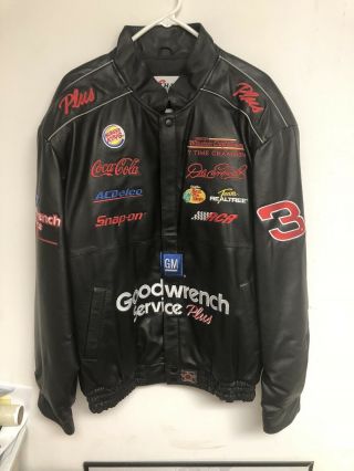 Dale Earnhardt Sr Black Leather Jacket Chase Authentics Xl Nascar Rare Vintage