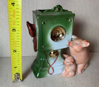 Rare Vintage 1800s Antique German Fairing Porcelain 2 Pigs At Unusual Call Box