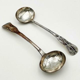 Rare Pair George Iii Old Sheffield Plate Toddy Ladles C1790 15.  5cm