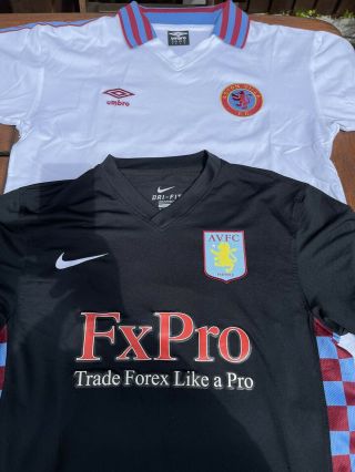 2 X Vintage Aston Villa 1974 & 2010 Away Football Shirts Size Mediumretro Rare