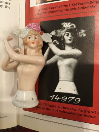 Rare Antique German Schneider Porcelain Half Doll Chrysis Gabenska Folies Bergèr