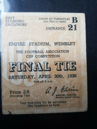 Preston V Huddersfield Apr 1938 Ticket V Good,  Rare Ticket.