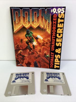 Vintage 1994 Doom Shareware Ibm Pc 3.  5 " Floppy Disks W/ Tips & Secrets Book Rare