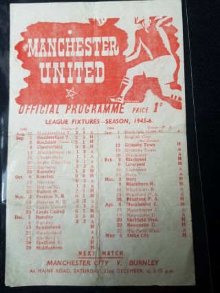 Manchester United V Sunderland 1945/46 Rare Item.