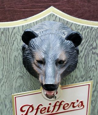 Vintage Antique Rare Pfeiffers Beer Bear Chalkware Plaque Bar Sign 2