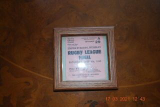 Rare Framed Rugby League Final Match Ticket Wakefield V Wigan 4/5/46 Wembly