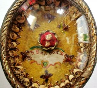 Precious & Rare Antique Reliquary With First Class Relic From Saint Barbara