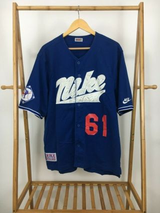 Rare Vtg Nike Korea Chan Ho Park 61 Big Spellout Baseball Dodgers Jersey Xl