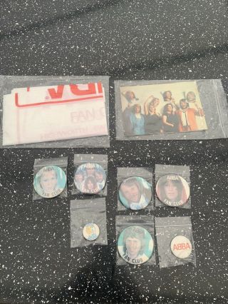 Rare Vintage Abba Fan Club Memorabilia,  Carrier Bag Badges Postcards Bundle