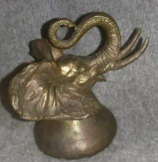 Bronze Elephant Bell Rare Carl Wagner Signed Bronze Sculpture Figure