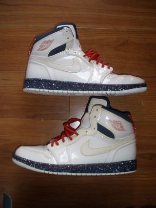 Vintage Air Jordan Sneakers White/blue/ Red Size 10 Rare Glossy White