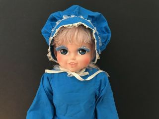 30 " Doll Eegee Goldberger Tall Walker Plastic 1974 Blue Dress Vintage Rare