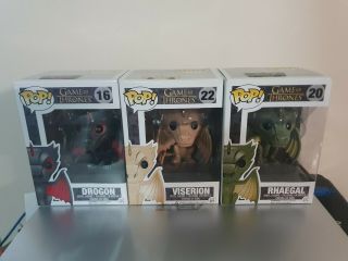 Funko Pop Game Of Thrones Rhaegal Viserion And Drogon Valted Rare