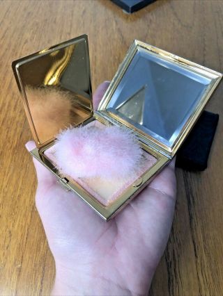 Rare Vintage 1950s 1960s Christian Dior Powder Compact With Swans Down Puff