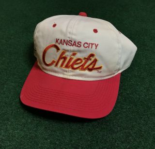 Vtg 90s Kansas City Chiefs Sports Specialties Script Snapback Hat Cap Kc Rare