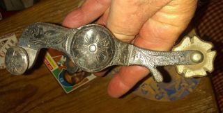 Rare Collectable Old Single Silver Mounted Spur 1800s Old Western Spurs