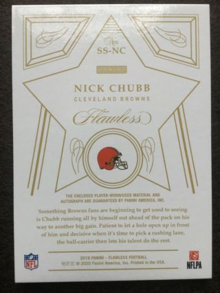 2019 - 20 Flawless NICK CHUBB Star Swatch Auto & 2 - color Patch RARE ed 2/5 Browns 2