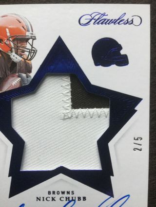 2019 - 20 Flawless NICK CHUBB Star Swatch Auto & 2 - color Patch RARE ed 2/5 Browns 3