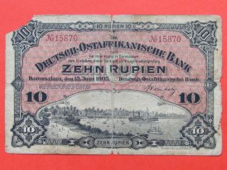 East Africa Germany (1905 Rare Scarce) 10 Rupien Rare Bank Note