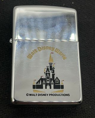 Vintage Rare 1980 Zippo Lighter Walt Disney World Castle Mickey Minney Donald