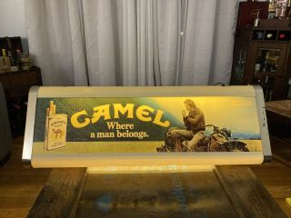 Rare 1982 Camel Man Vintage Poker / Pool Table Light Man On A Harley Davidson