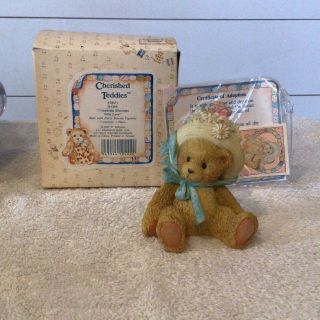 Cherished Teddies Rare Signed Daisy 1992 & Plate A Mother’s Love Is Never Ending