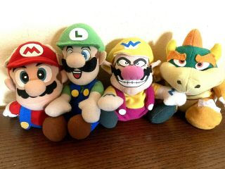Set Of 4 Mario Luigi Wario Bowser Plush Doll Figure N64 Nintendo Video Game Rare
