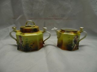 Rare Antique Rs Prussia Creamer And Sugar Set / Melon Eaters