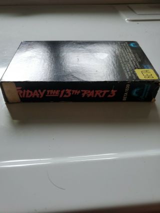 FRIDAY THE 13TH PART 3 BETA Rare BETAMAX TAPE W/ COVER 1983 Horror NOT VHS 2