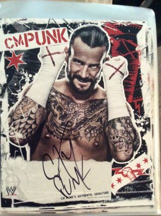 Wwe Cm Punk 8x10 Autpgraph Authentic Autograph Full Signature Rare